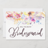 Waterverf Floral... word je mijn Bridesmaid Kaart (Voorkant)