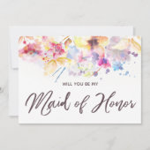 Waterverf Floral... word je mijn dienstmeisje? Kaart (Voorkant)