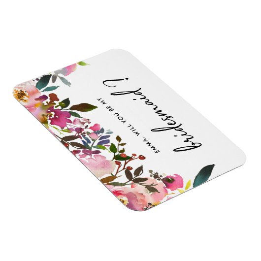 Waterverf Floral... word jij mijn bruidmaid Magnet Magneet (Rechterzijde)