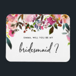 Waterverf Floral... word jij mijn bruidmaid Magnet Magneet<br><div class="desc">Vraag uw vrienden en familie om deel uit te maken van uw bruiloft met deze florale "Will You Be My Bridesmaid" magnet met illustraties van de waterverf en kalligrafiescript.</div>