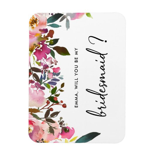 Waterverf Floral... word jij mijn bruidmaid Magnet Magneet (Verticaal)