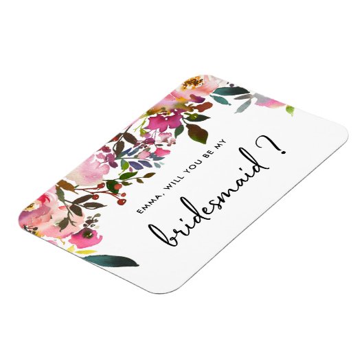 Waterverf Floral... word jij mijn bruidmaid Magnet Magneet (Linkerzijde)