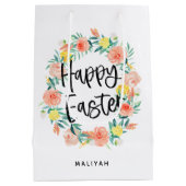 Waterverf Floral Wreate Pasen | Naam Medium Cadeauzakje (Achterkant)