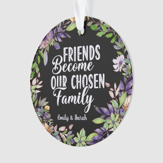 Waterverf Floral Wreater Friendship Quote gift Ornament (voorkant)