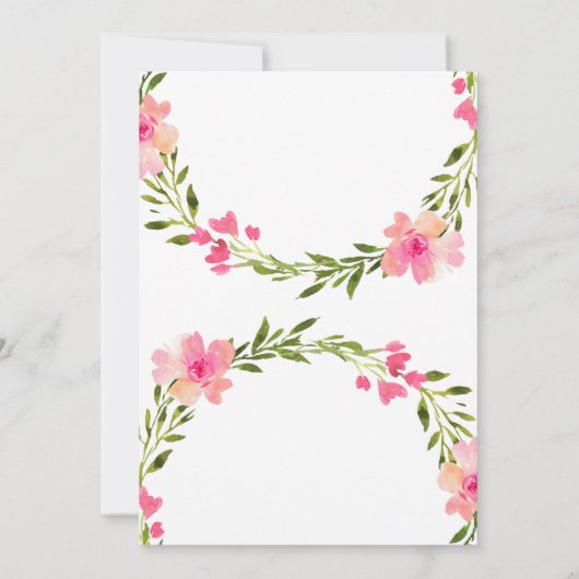 Waterverf Floral Wreatfoto geboorte Aankondiging (Achterkant)