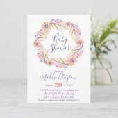 Waterverf Floral Wreath Baby shower Invitation Kaart (Staand voorkant)