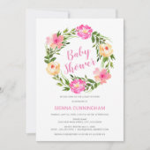 Waterverf Floral Wreath Baby shower Kaart (Voorkant)