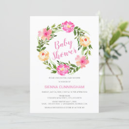 Waterverf Floral Wreath Baby shower Kaart