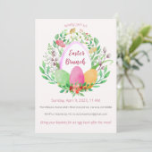 Waterverf Floral Wreath Easter Brunch Uitnodiging (Staand voorkant)