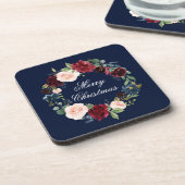 Waterverf Floral Wreath Elegant Merry Kerstmis Bier Onderzetter (Linkerzijde)