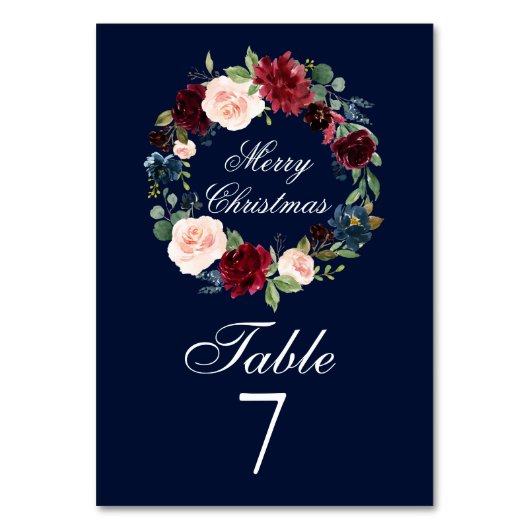 Waterverf Floral Wreath Elegant Merry Kerstmis Kaart (Voorkant)