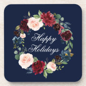 Waterverf Floral Wreath Elegant Prettige feestdage Bier Onderzetter (Voorkant)