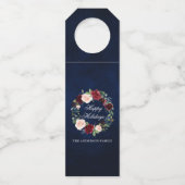 Waterverf Floral Wreath Elegant Prettige feestdage Flessenhanger (Voorkant)
