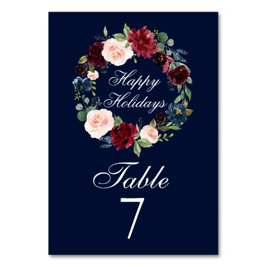 Waterverf Floral Wreath Elegant Prettige feestdage Kaart (Voorkant)