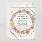 Waterverf Floral Wreath Geometric Bridal Brunch Kaart (Voorkant)