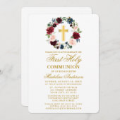 Waterverf Floral Wreath Gold First Community Kaart (Voorkant / Achterkant)