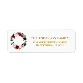 Waterverf Floral Wreath Holiday Adres Etiket