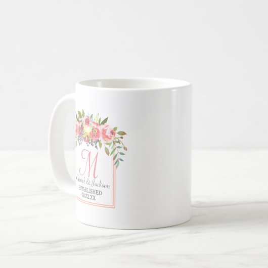 Waterverf Floral Wreath Koffiemok (Voorkant links)