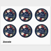 Waterverf Floral Wreath Merry kerstronde Ronde Sticker (Vel)