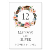 Waterverf Floral Wreath met veren | Weddenschap Kaart (Achterkant)