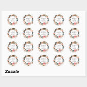 Waterverf Floral Wreath met veren | Weddenschap Ronde Sticker (Vel)