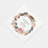Waterverf Floral Wreath met veren | Weddenschap Servetten (Hoek)