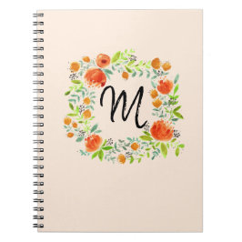 Waterverf Floral Wreath Monogram Notitieboek