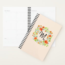 Waterverf Floral Wreath Monogram Planner