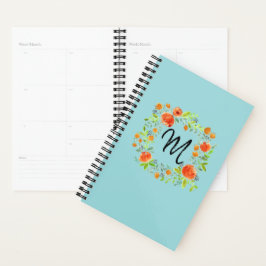 Waterverf Floral Wreath Monogram Planner