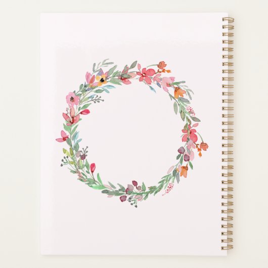 Waterverf Floral Wreath Monogram Planner (Achterkant)