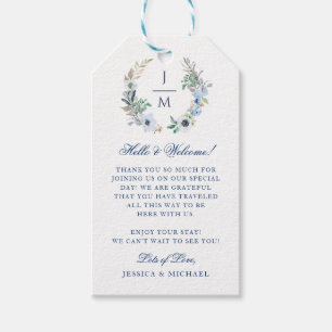 Waterverf Floral Wreath Monogram Weddenschap Welko Cadeaulabel