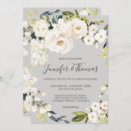 Waterverf Floral Wreath op Taupe Wedding Kaart