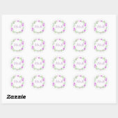 Waterverf Floral Wreath Paars Wedding Ronde Sticker (Vel)