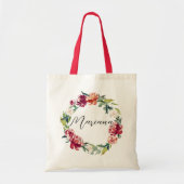 Waterverf Floral Wreath Personalized Bridesmaid Tote Bag (Voorkant)