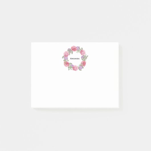Waterverf Floral Wreath Personalized Post-it® Notes (Voorkant)