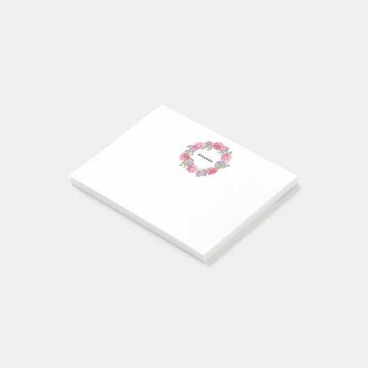 Waterverf Floral Wreath Personalized Post-it® Notes (Schuin)
