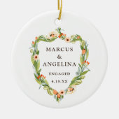 Waterverf Floral Wreath Personalized Verloving Keramisch Ornament (Voorkant)