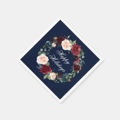 Waterverf Floral Wreath Prettige feestdagen Blue Servet (Hoek)