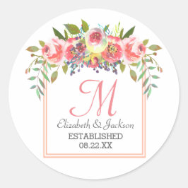 Waterverf Floral Wreath Ronde Sticker