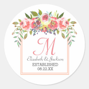 Waterverf Floral Wreath Ronde Sticker