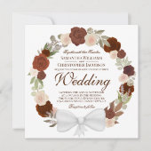 Waterverf Floral Wreath Rust Oranje Wedding Kaart (Voorkant)