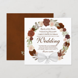 Waterverf Floral Wreath Rust Oranje Wedding Kaart