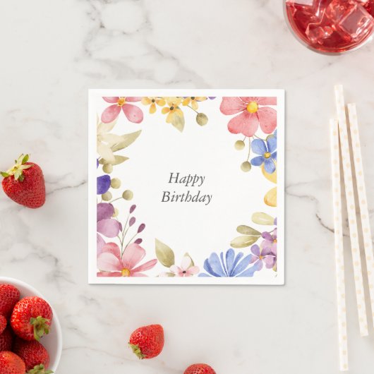 Waterverf Floral Wreath Servet (Insitu)