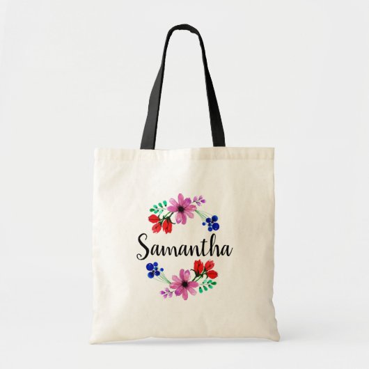 Waterverf Floral Wreath Tote Bag (Voorkant)