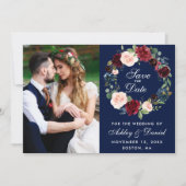 Waterverf Floral Wreath Wedding B Save The Date (Voorkant)