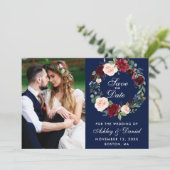 Waterverf Floral Wreath Wedding B Save The Date (Staand voorkant)