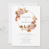 Waterverf Floral  Wreath Wedding Invitatio Kaart (Voorkant)