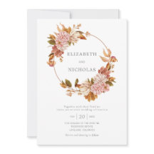 Waterverf Floral  Wreath Wedding Invitatio