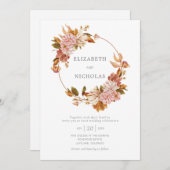 Waterverf Floral Wreath Wedding Invitatio Kaart (Voorkant / Achterkant)