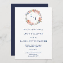 Waterverf Floral Wreath Wedding Invitation